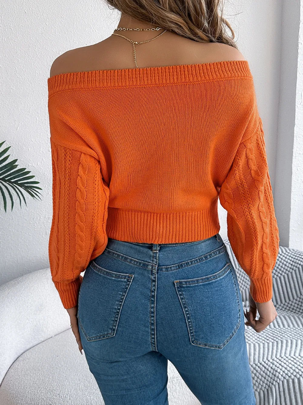 Cable Knit Off-shoulder Long Sleeve Sweater (12)