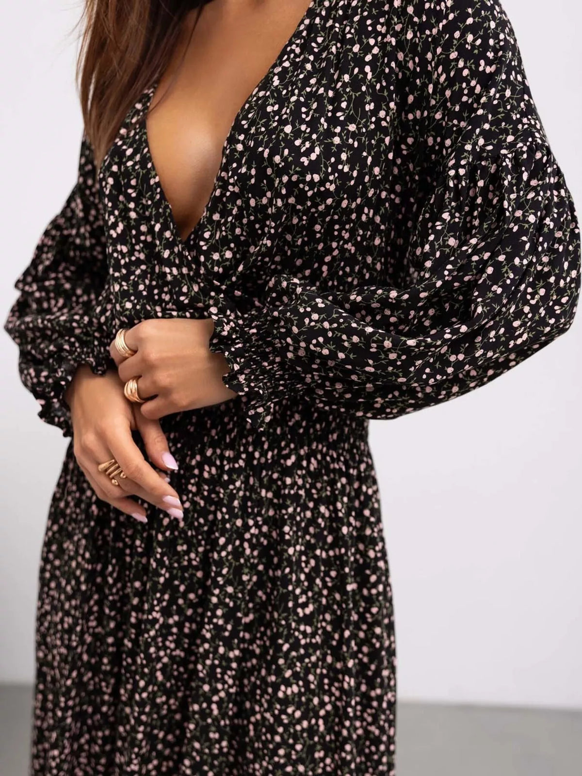 Bohemian Printed Maxi Dress Plunging Neckline (17)