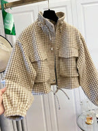 Plaid Cropped Zip-up Jacket (5)