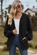 Drawstring Zip Up Dropped Shoulder Hoodie (14)