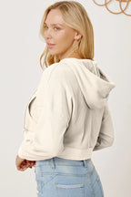 Waffle-knit Drawstring Zip Up Hoodie (15)