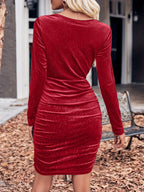 Velvet Cowl Neck Ruched Bodycon Dress (12)