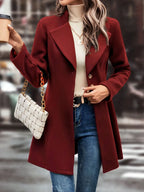 Collared Neck Button Up Long Sleeve Coat (14)