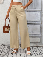 Drawstring High Waist Wide Leg Pants (3)