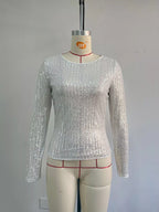 Sequin Long Sleeve Crop T-shirt (15)