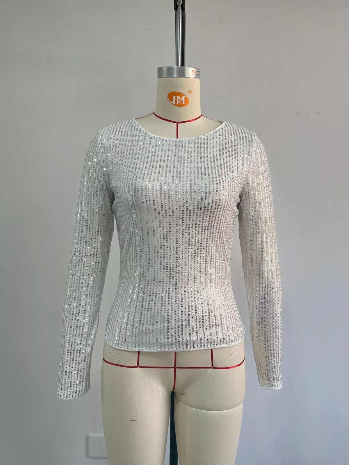 Sequin Long Sleeve Crop T-shirt (15)