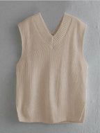 Ribbed V-neck Sleeveless Sweater Vest (9)