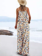 Full Size Floral Print Wide Leg Spaghetti Strap Overalls (3)