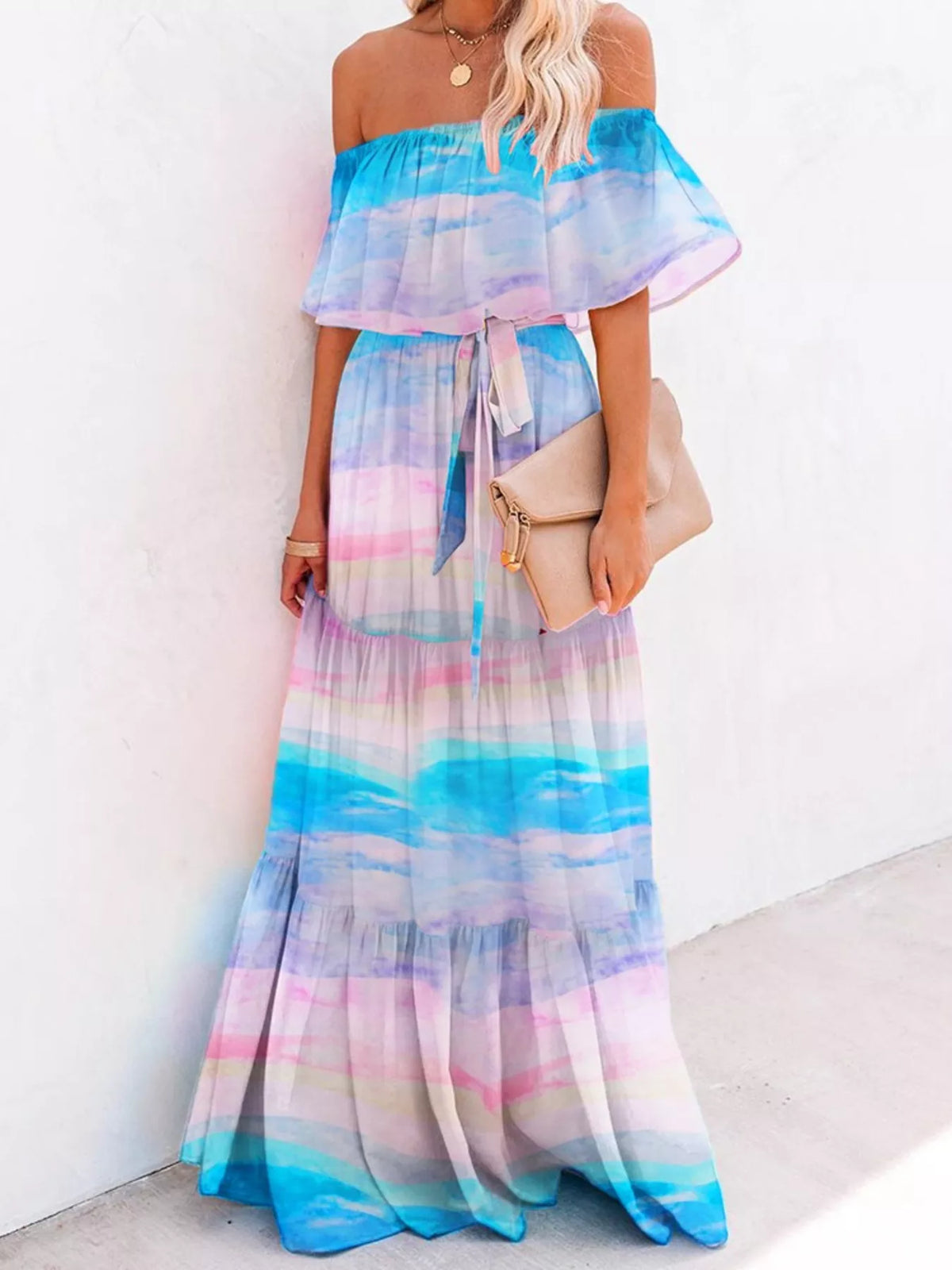 Full Size Off-shoulder Tiered Maxi Dress Plus (3)