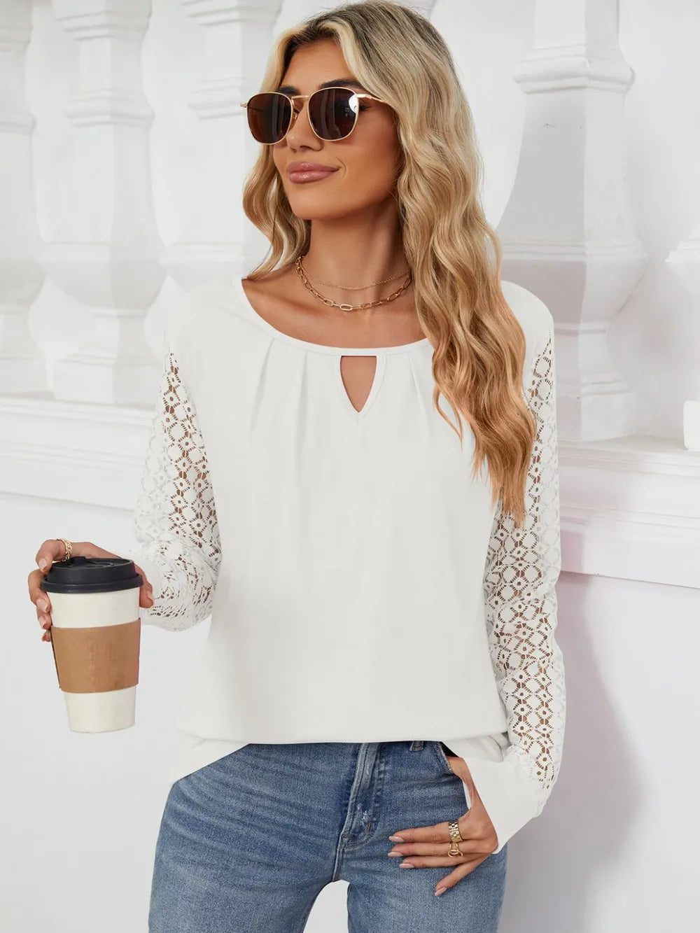 Cutout Round Neck Long Sleeve T-shirt (18)