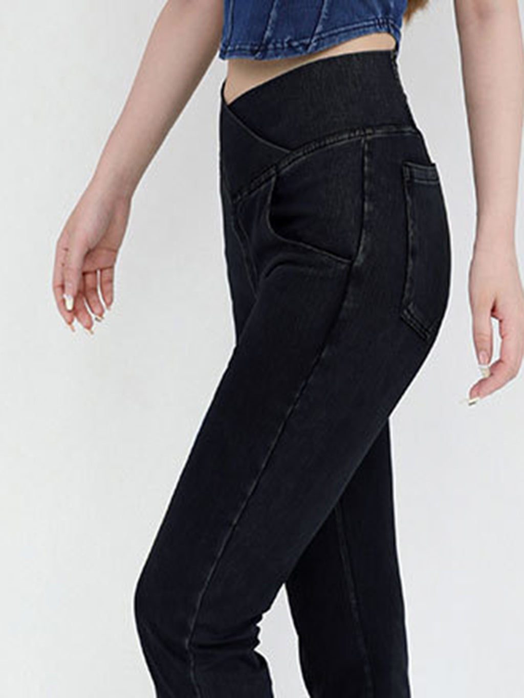 Wide Waistband Bootcut Jeans Pockets (9)