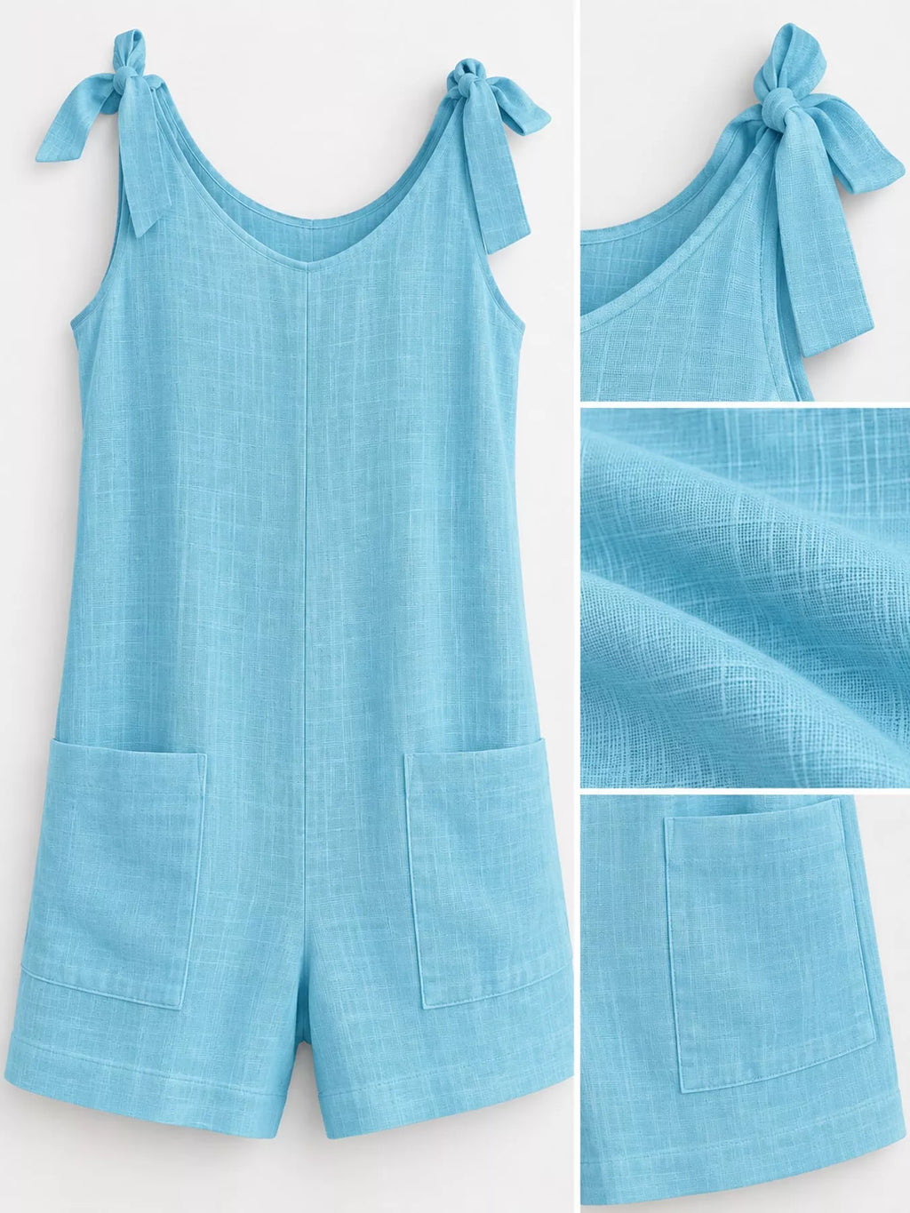 Full Size Tie-shoulder Romper Pockets Plus (9)