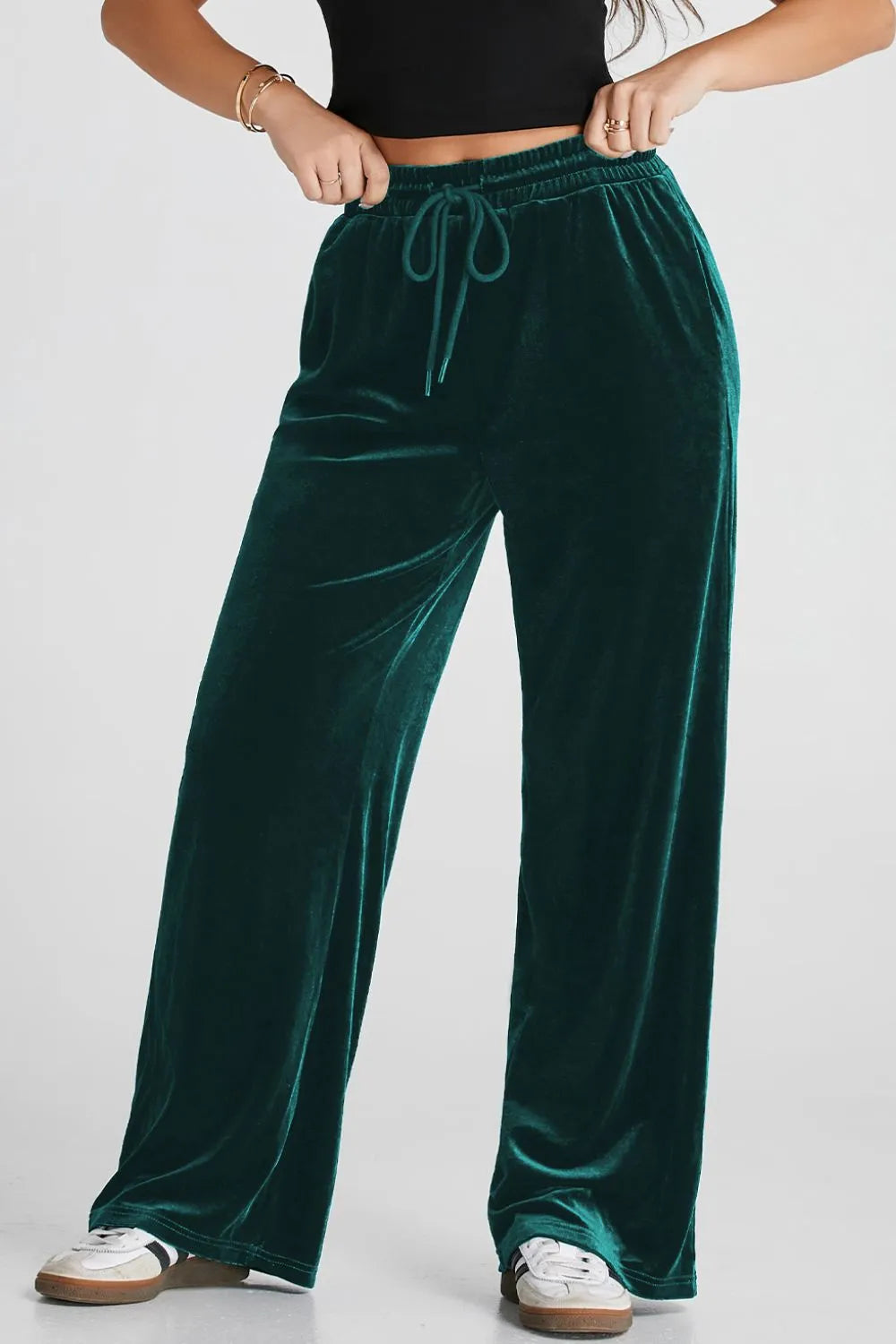 Drawstring Waist Wide Leg Active Pants (5)