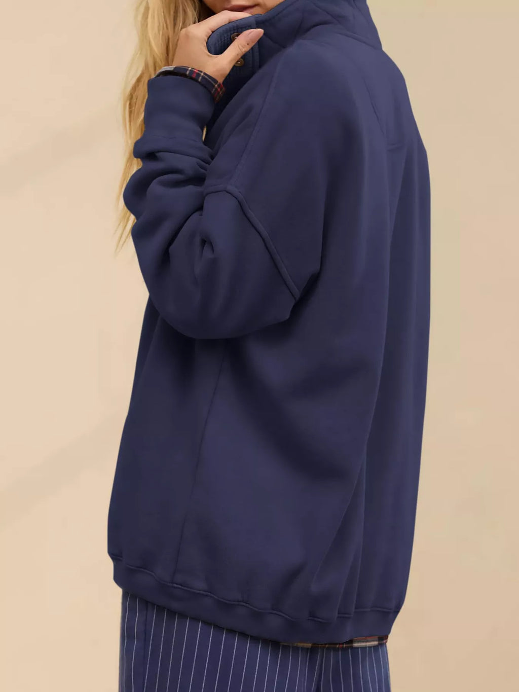 Half Snap Dropped Shoulder Sweatshirt (10)