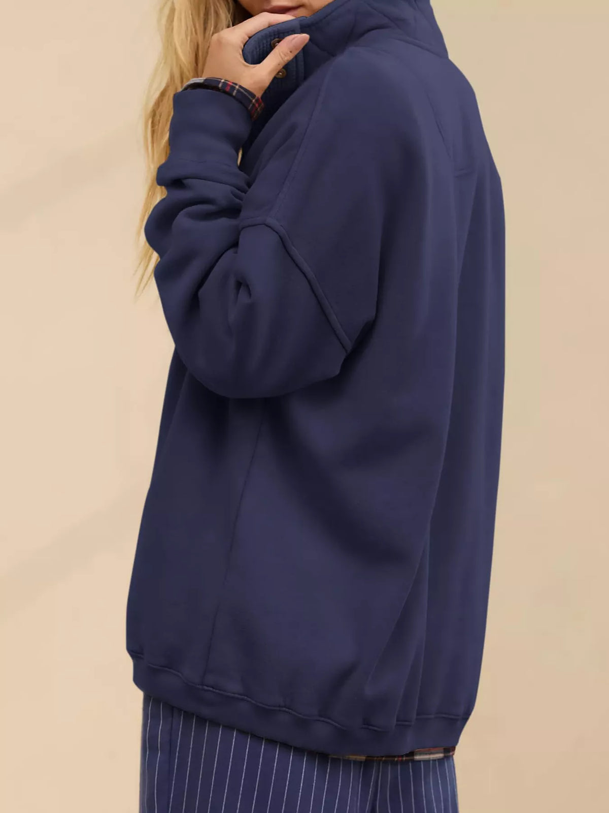 Half Snap Dropped Shoulder Sweatshirt (10)