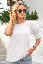 Round Neck Lantern Sleeve Blouse (6)