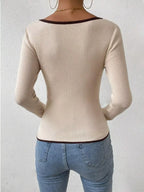 Contrast Trim Long Sleeve Knit Top (3)
