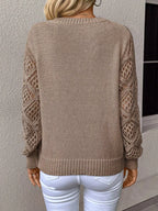 V-neck Crochet Sleeve Sweater (14)