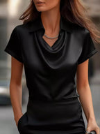 Full Size Satin Cowl Neck Blouse Plus (2)