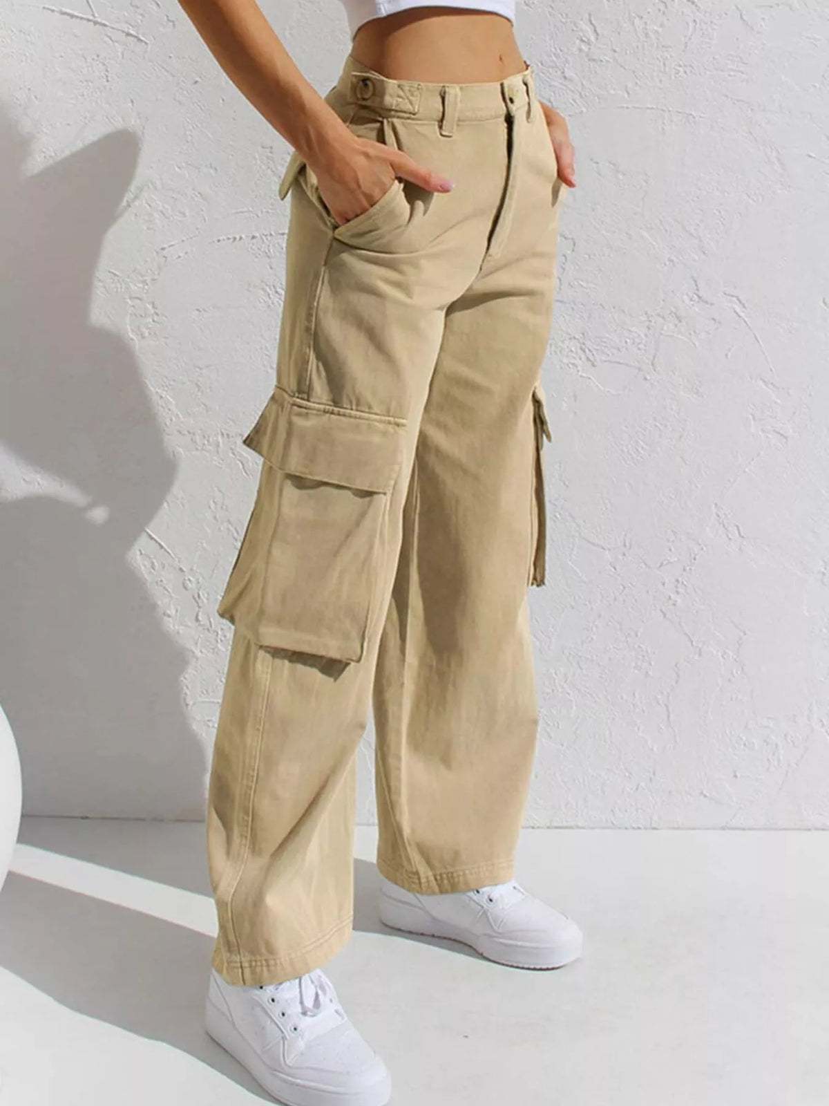 High-waisted Wide Leg Cargo Jeans (16)