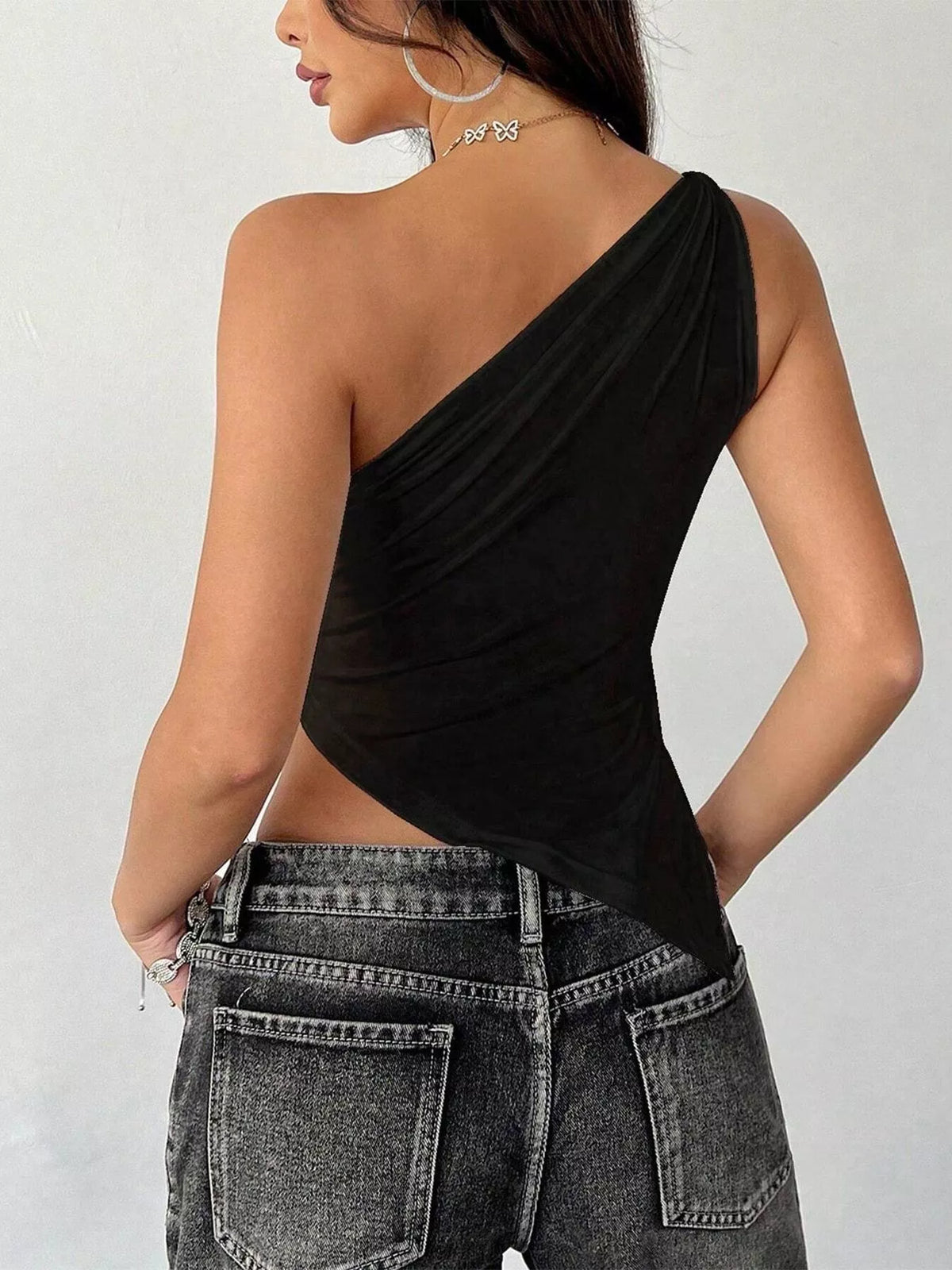 Asymmetrical One-shoulder Slim Fit Cami (19)