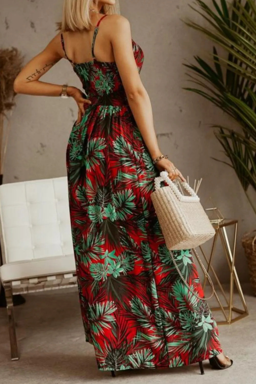 Printed Spaghetti Strap Maxi Dress (26)