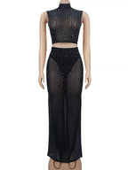 Rhinestone Sleeveless Top Skirt Set (10)