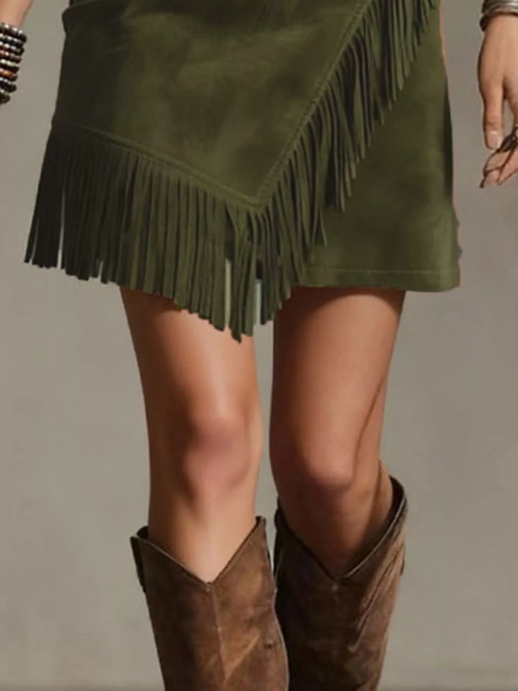 Fringed Wrap Mini Skirt (8)