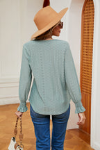Contrast Flounce Sleeve Blouse (19)