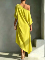 Full Size Asymmetrical One-shoulder Drape Dress Plus (2)