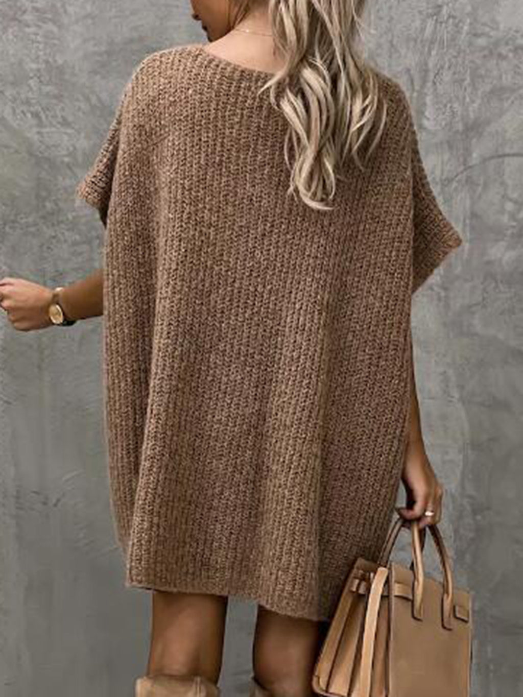 Short Sleeve Sweater Dress Pockets (2)