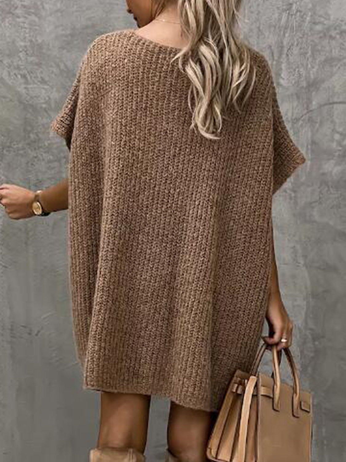 Short Sleeve Sweater Dress Pockets (2)