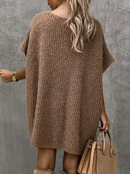 Short Sleeve Sweater Dress Pockets (2)
