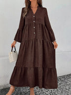Ruffle Hem Button Front Tiered Dress (16)