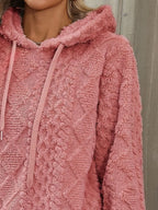 Drawstring Long Sleeve Plush Hoodie (8)