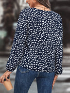 Printed Tie Neck Long Sleeve Blouse (9)