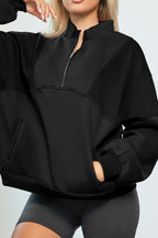 Half Zip Drop Shoulder Long Sleeve Sweatshirt (22)