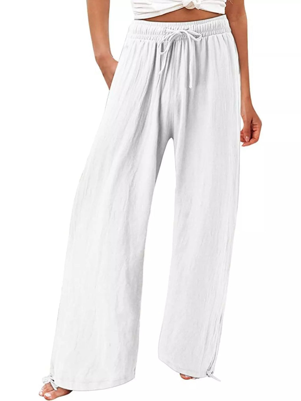 Full Size Wide Leg Pants Drawstring Waist Plus (6)