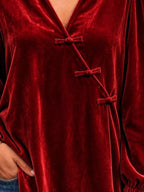 Chinese-style Knot Buttons Velvet Blouse (6)
