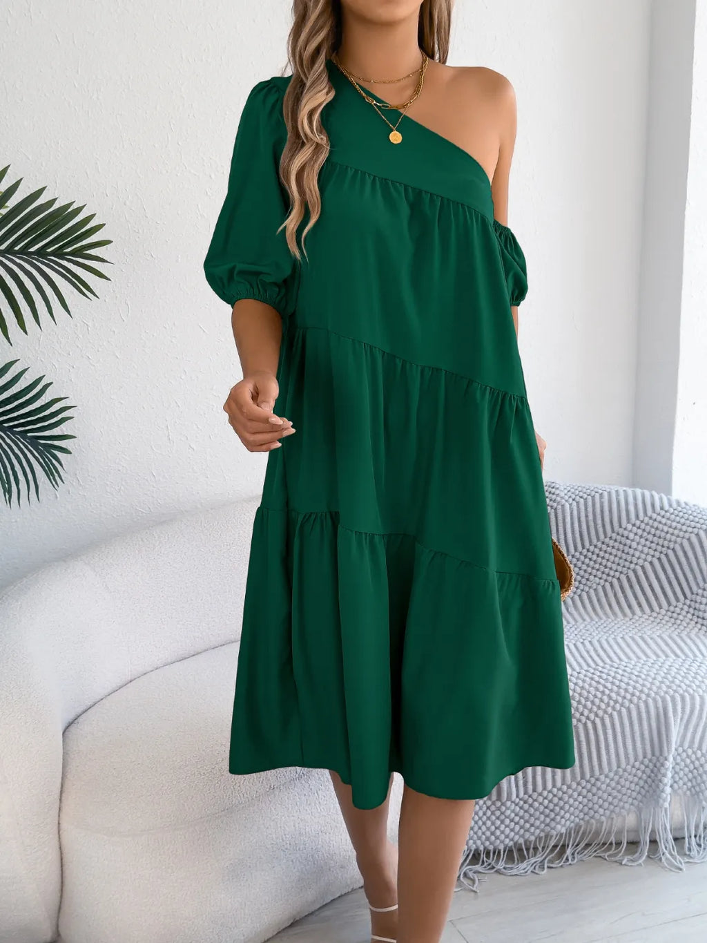 Single Shoulder Tiered Dress (5)