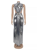 Mock Neck Cut-out Ruched Maxi Dress (3)