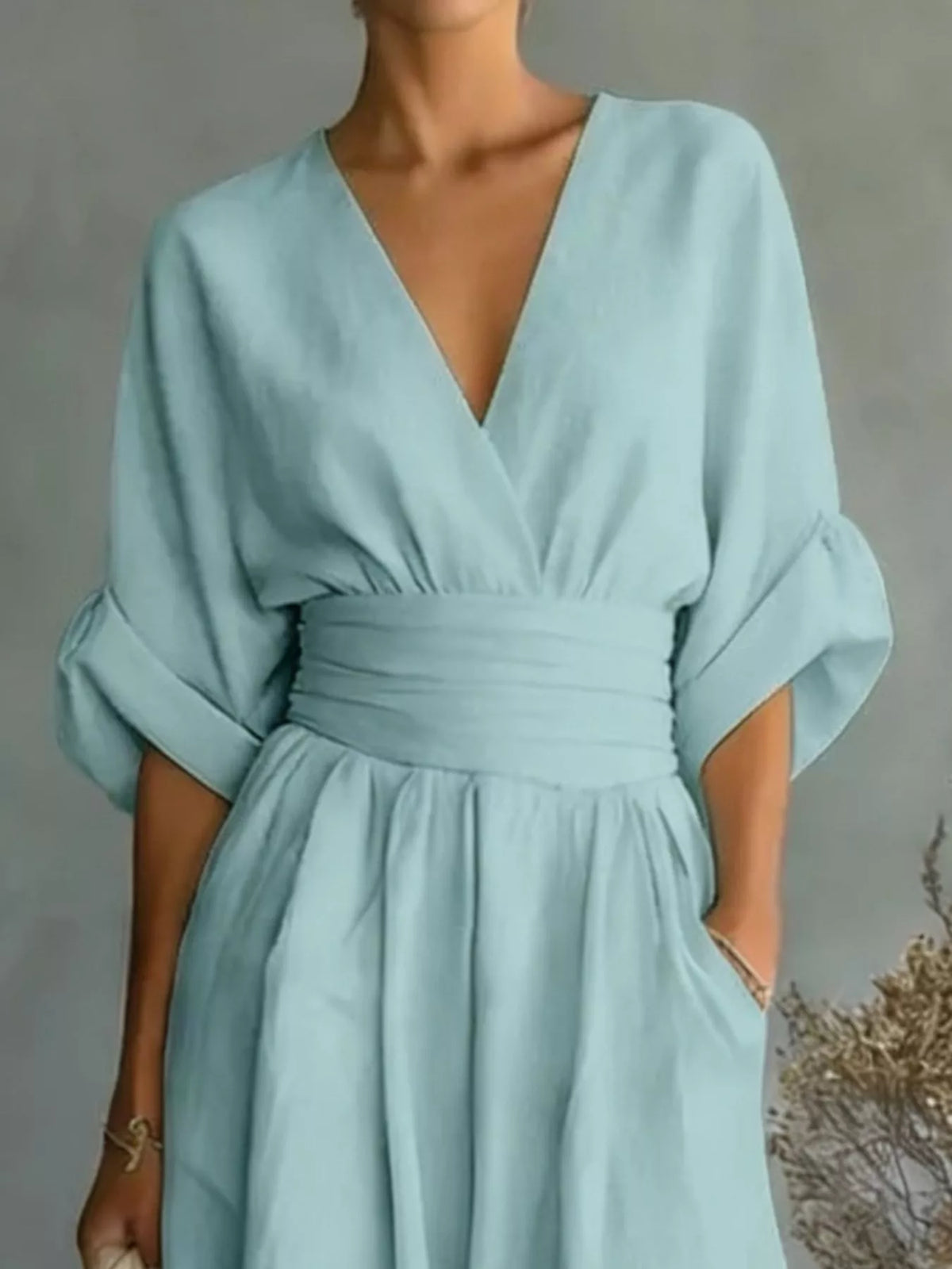 Full Size Half Sleeve Wide-leg Jumpsuit Plus (23)