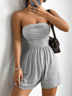 Chic Strapless Ruched Waist Romper (21)