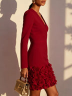 V-neck Dress Rose Embellishment (8)