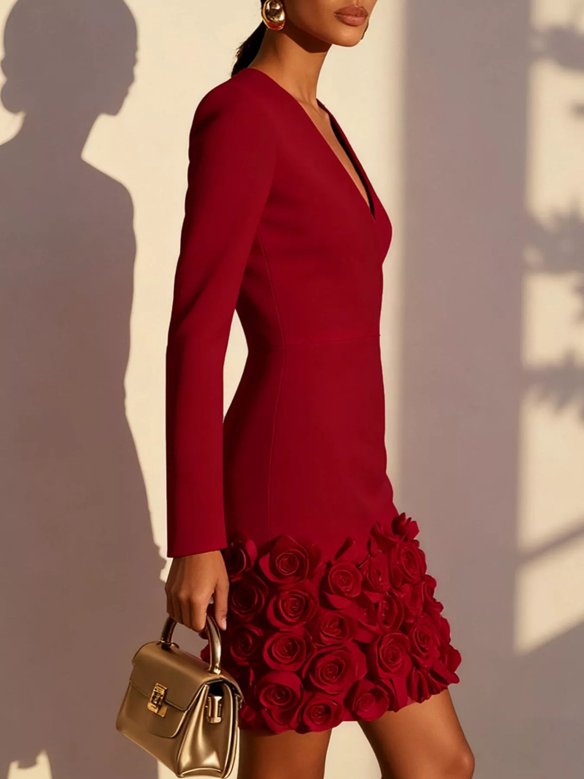 V-neck Dress Rose Embellishment (8)