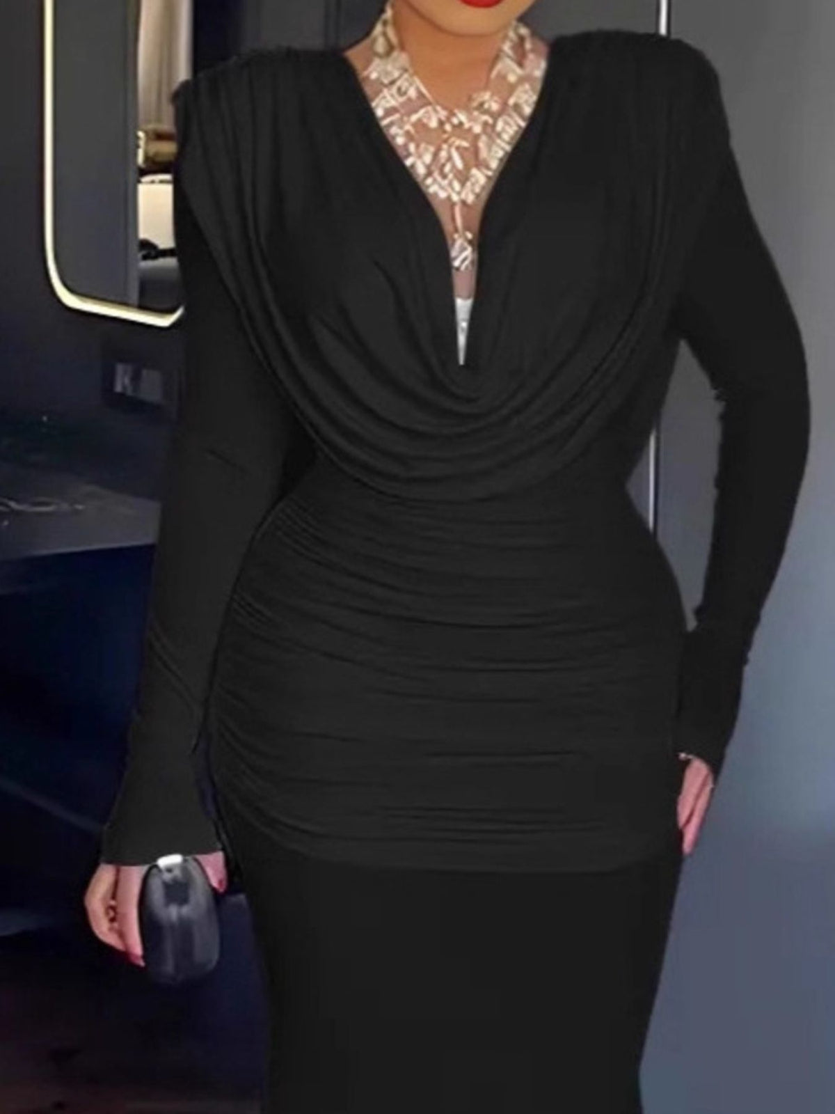 Ruched Long Sleeve Maxi Dress (4)