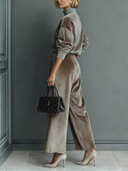 Velvet Long Sleeve Wide-leg Set (3)