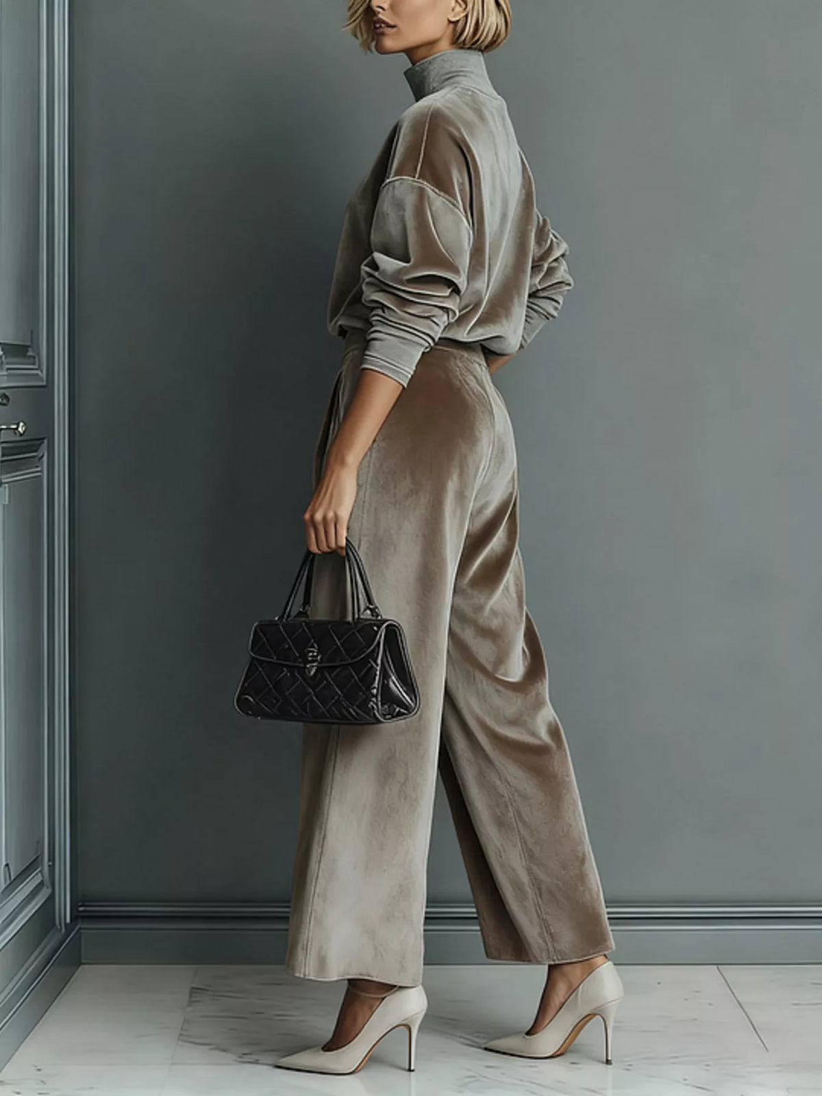 Velvet Long Sleeve Wide-leg Set (3)