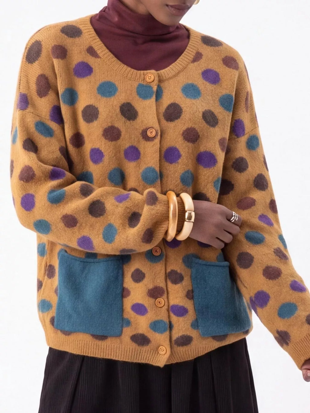 Full Size Polka Dot Button Down Cardigan Plus (2)