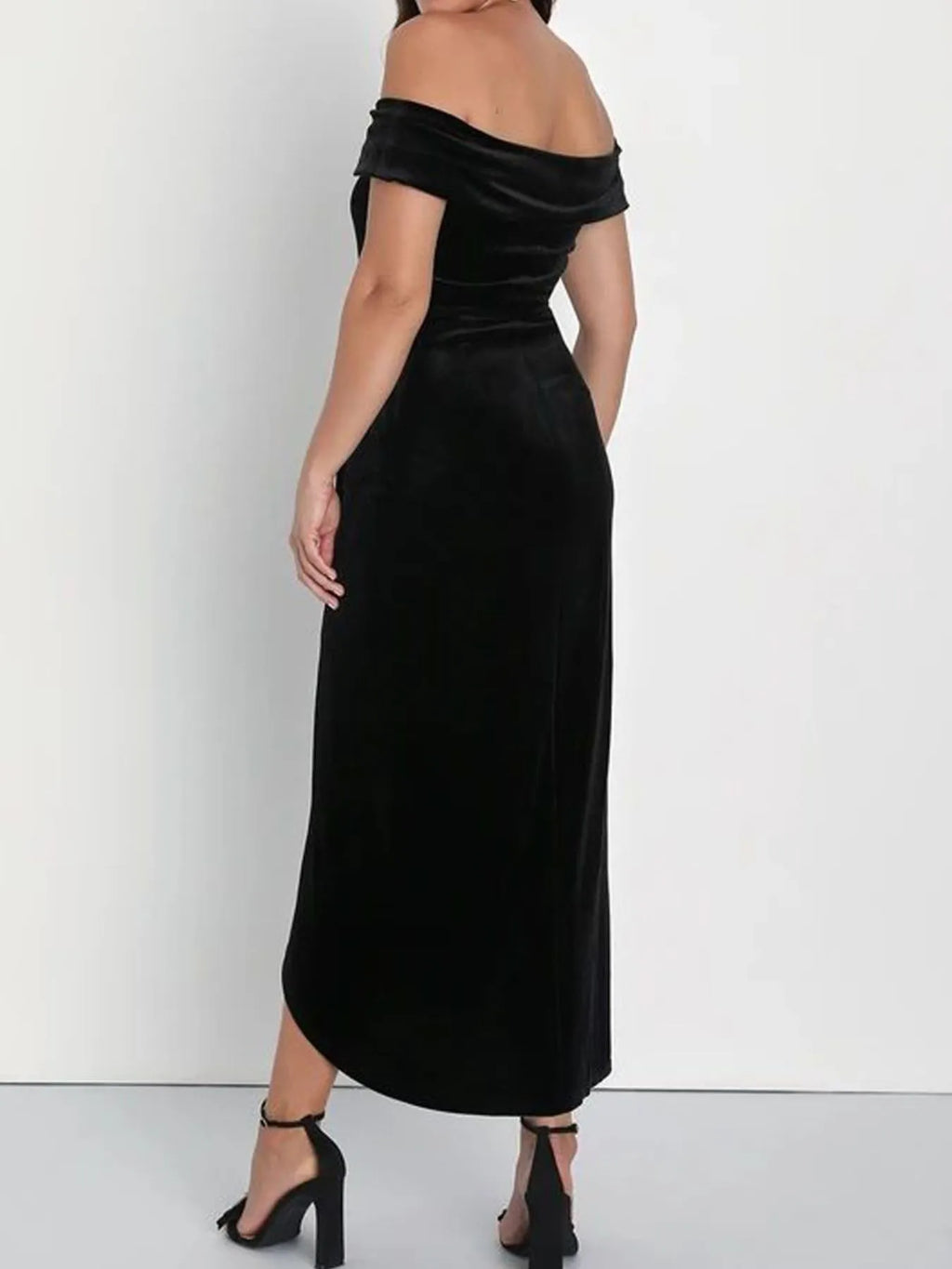 Off-shoulder Wrap Dress Side Slit (7)